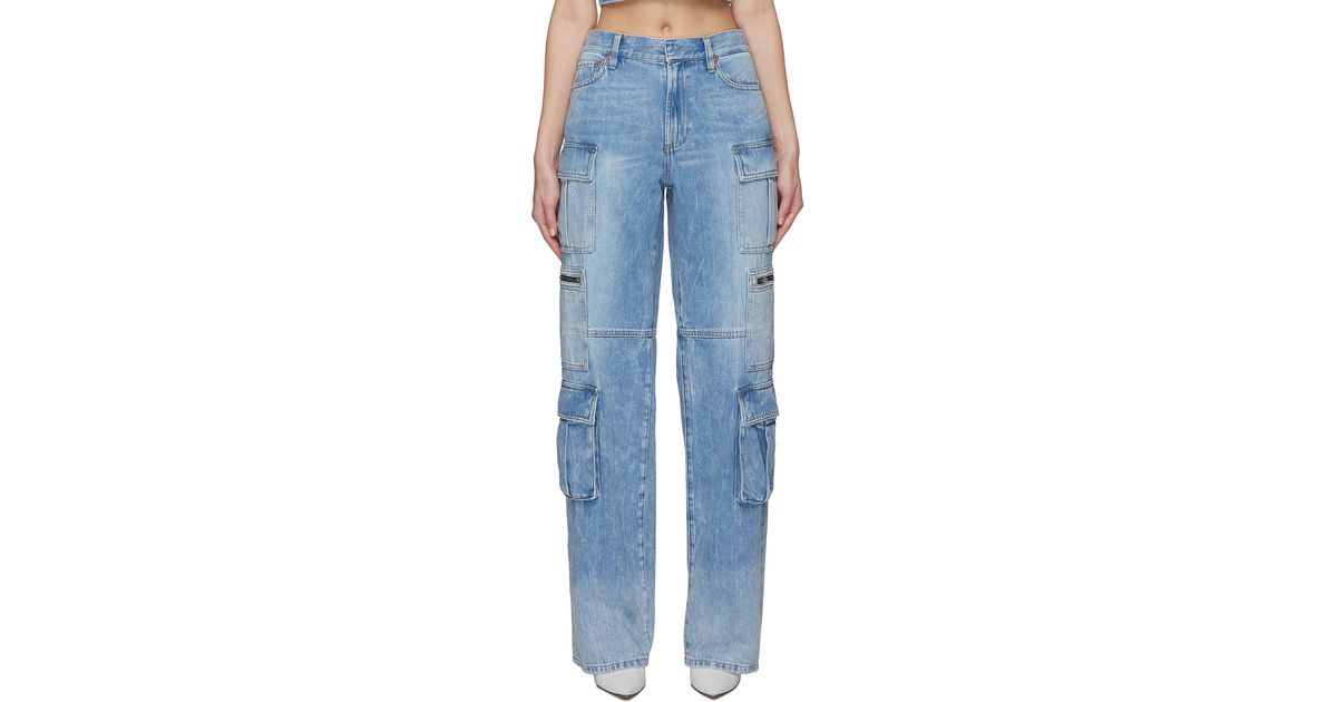 Alice + Olivia 'cay' Pocket Details BAGGY Cargo Jeans in Blue | Lyst