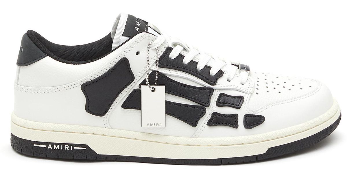 Amiri Leather 'skel' Low Op Lace Up Sneakers in White for Men | Lyst