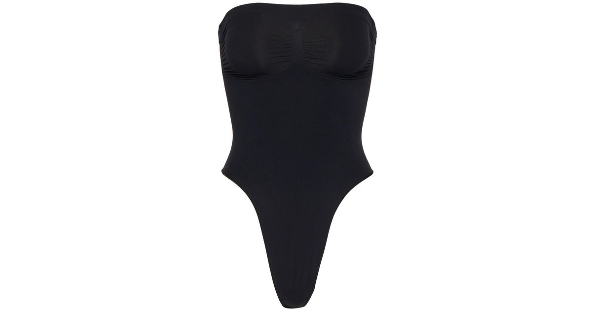 Skims Seamless Sculpt Strapless Thong Bodysuit in Black Lyst