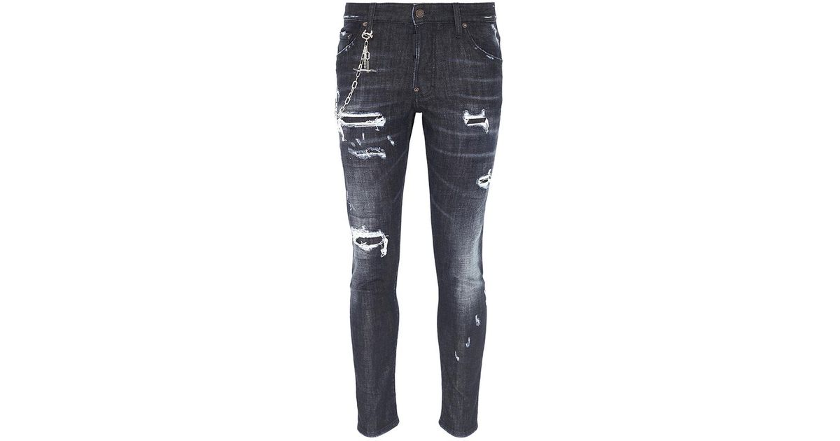 black ripped jeans with chains