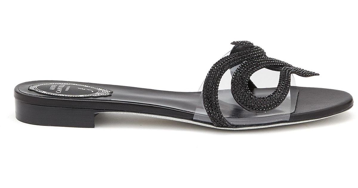 Rene Caovilla Strass Embellished Snake Sandal in Black for Men | Lyst