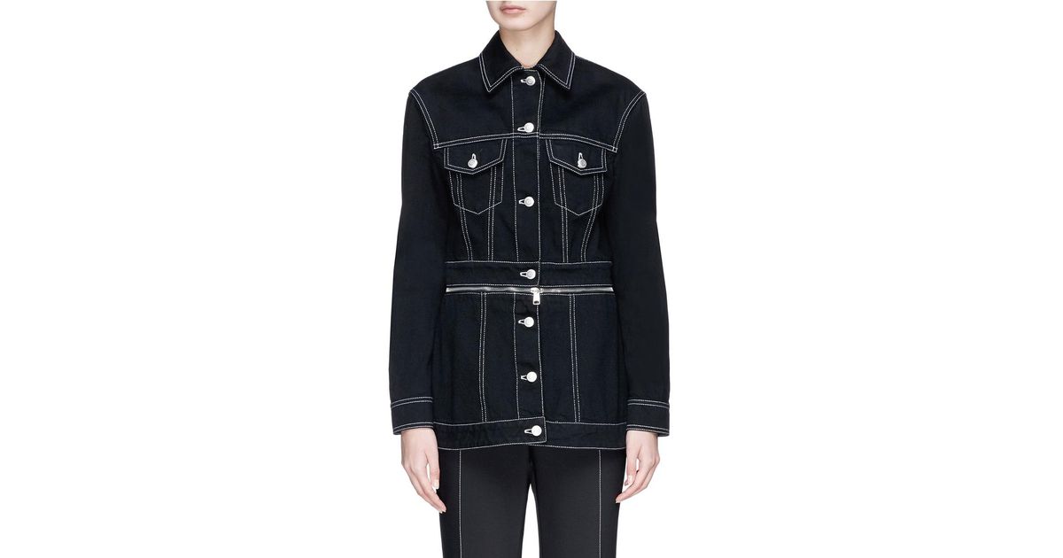 contrast stitch denim jacket black