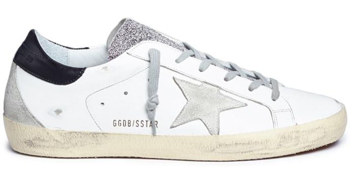 Golden Goose 'superstar' Glitter Tongue Brushed Leather Sneakers | Lyst