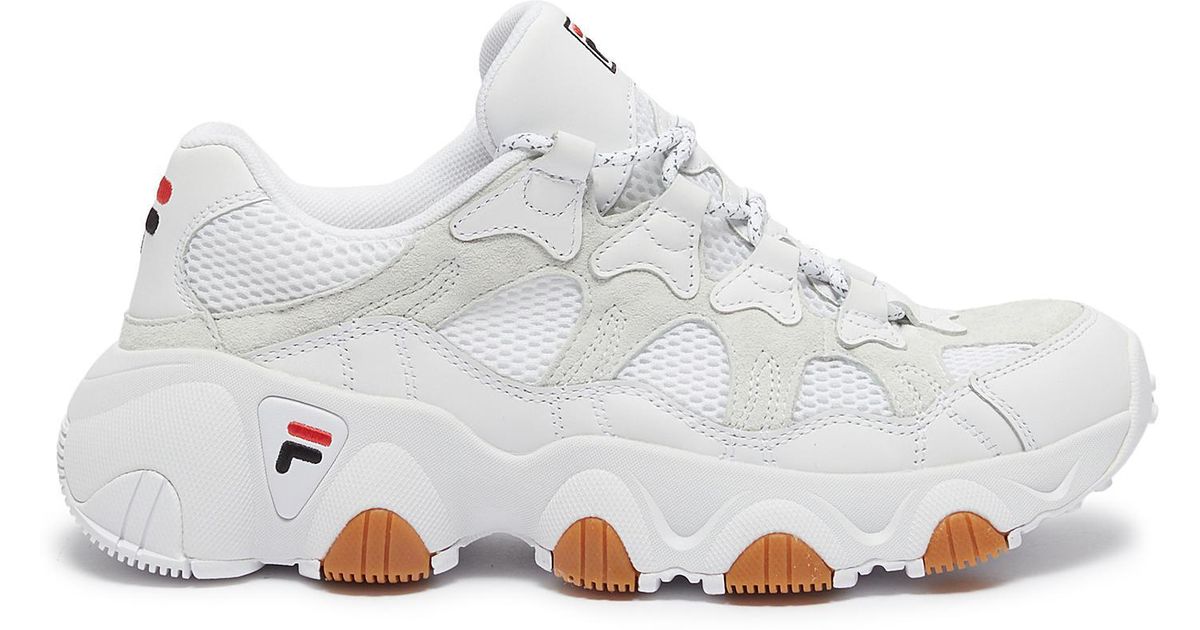 Fila 'Jagger' Suede Panel Mesh Sneakers in White - Lyst