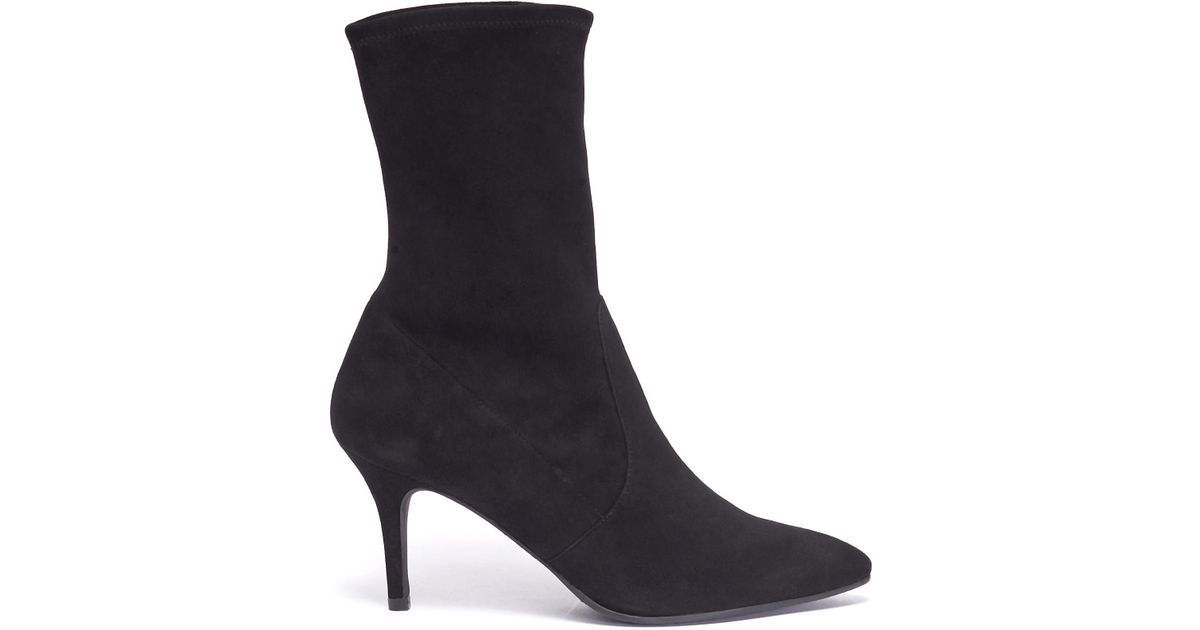 stuart weitzman black wren 75 suede heeled ankle boots