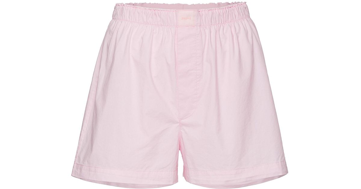 Skims Cotton Poplin Sleep Shorts in Pink Lyst