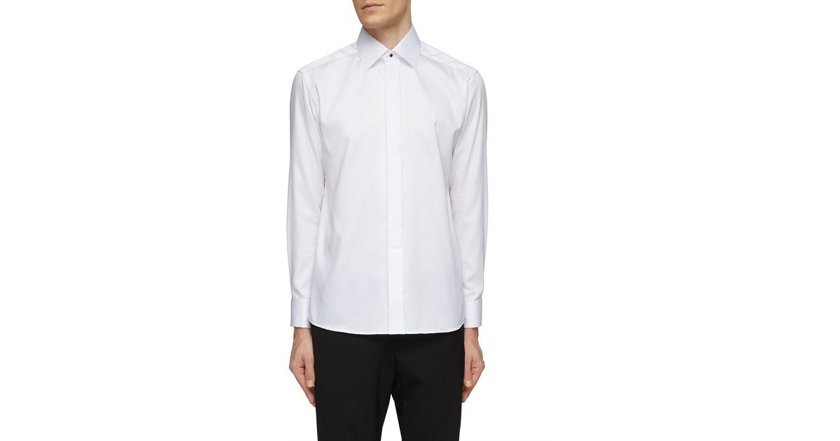 Eton Spread Collar Slim Fit Dobby Evening Shirt in White for Men Lyst