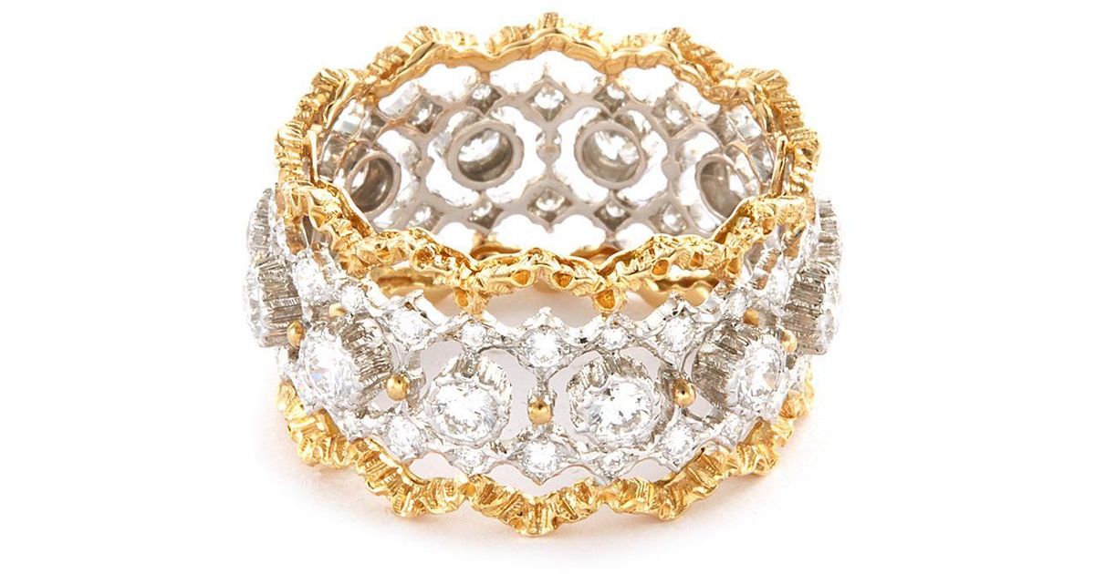 Buccellati 'rombi Eternelle' Diamond Gold Openwork Ring in Metallic | Lyst