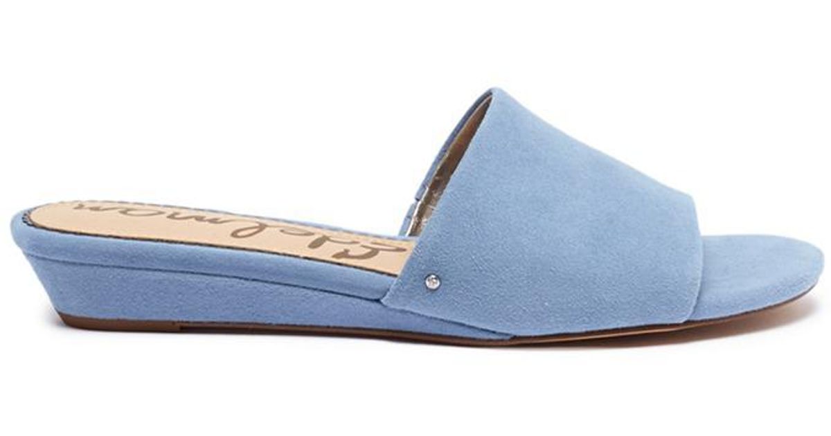 blue suede slides