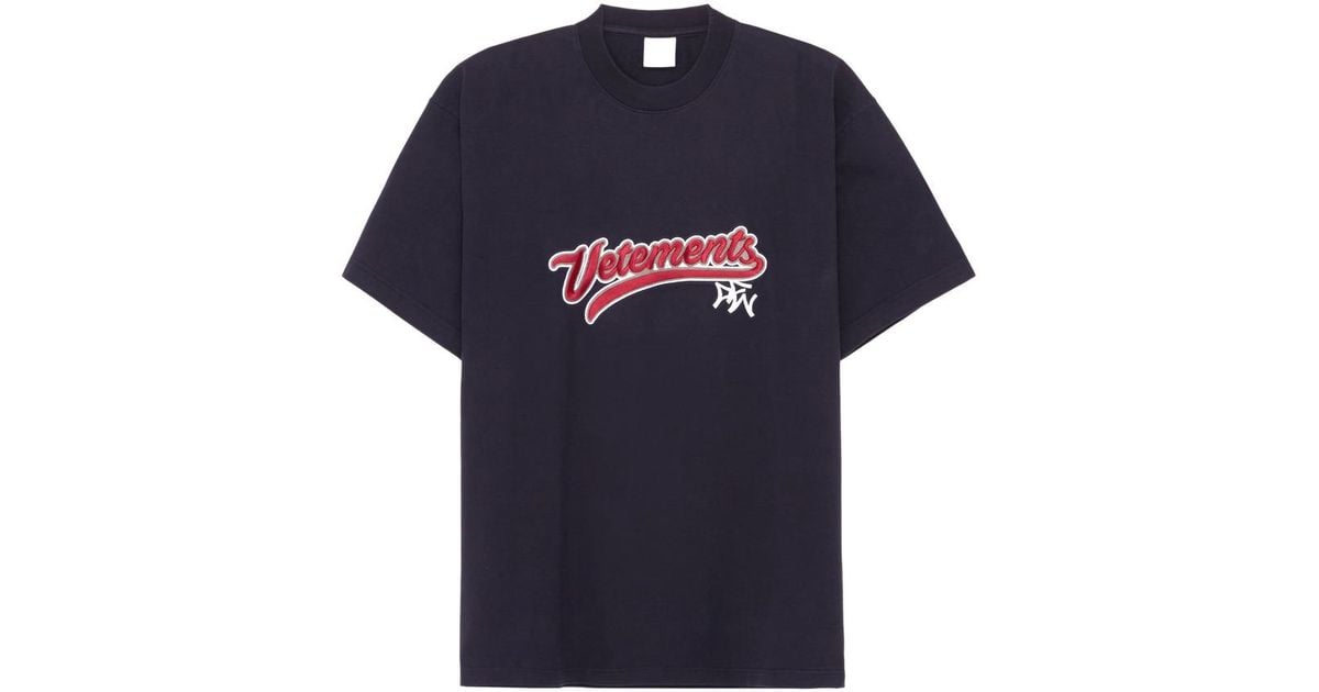 Vetements Logo Embroidered T-shirt in Black for Men | Lyst