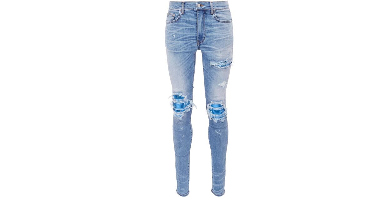 Amiri 'mx1' Bandana Patch Ripped Skinny Jeans in Blue for Men