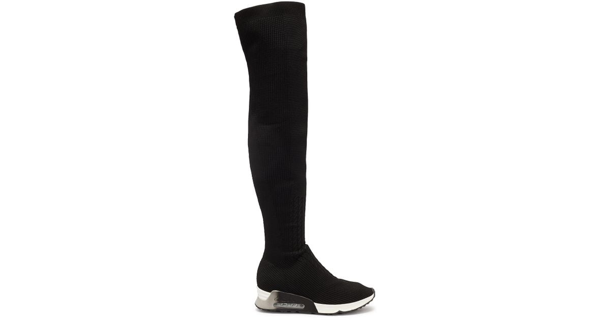Amazon.com | LOONYX Women's Comfort Knee-High Boots Women Thigh High Boots  Sneakers Stretch Flat Over The Knee for Women Black Size 5 | Over-the-Knee