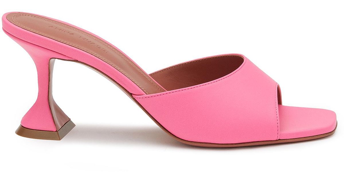 AMINA MUADDI Lupita 70 Leather Heeled Sandals in Pink | Lyst