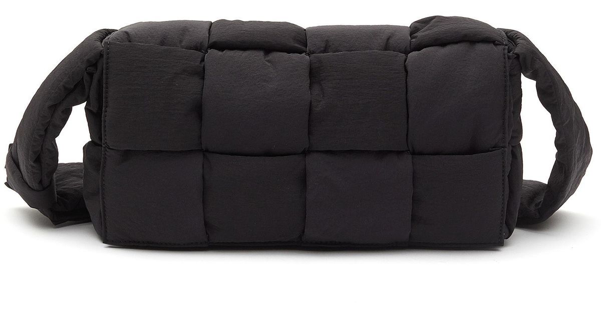 Bottega Woven Padded Nylon Messenger Bag in Black for Men Lyst