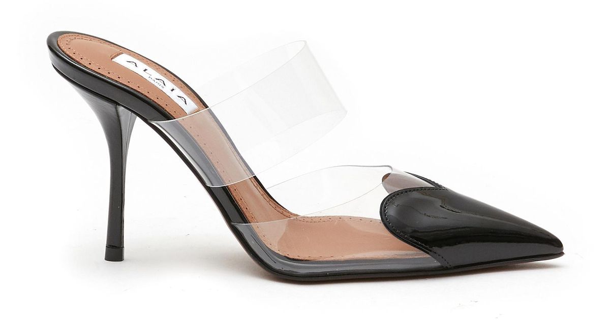 black pvc mules