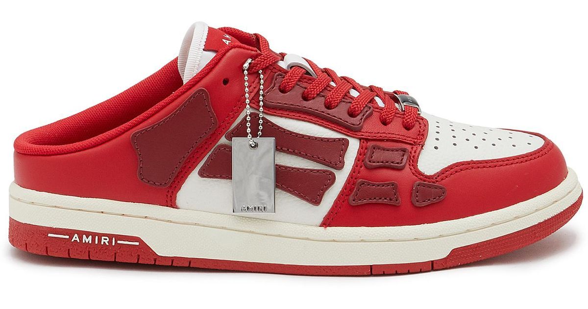 Amiri Skel Top Leather Mule Sneakers in Red | Lyst