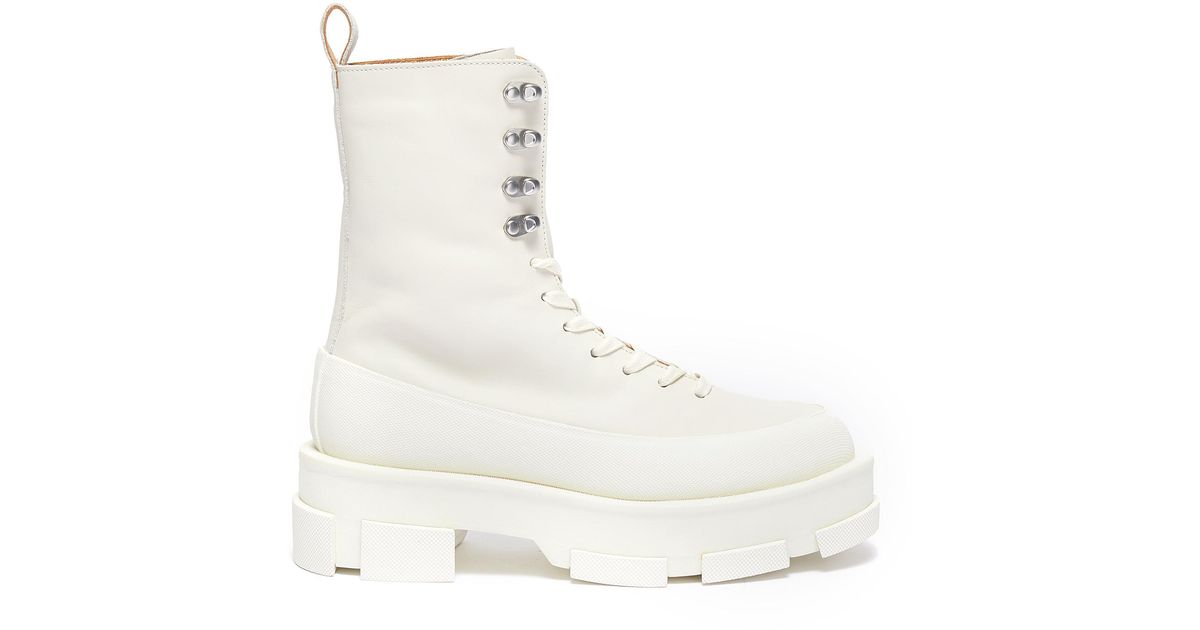 white platform combat boots