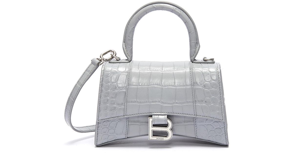 XS Embossed Croc Hourglass Top Handle Bag