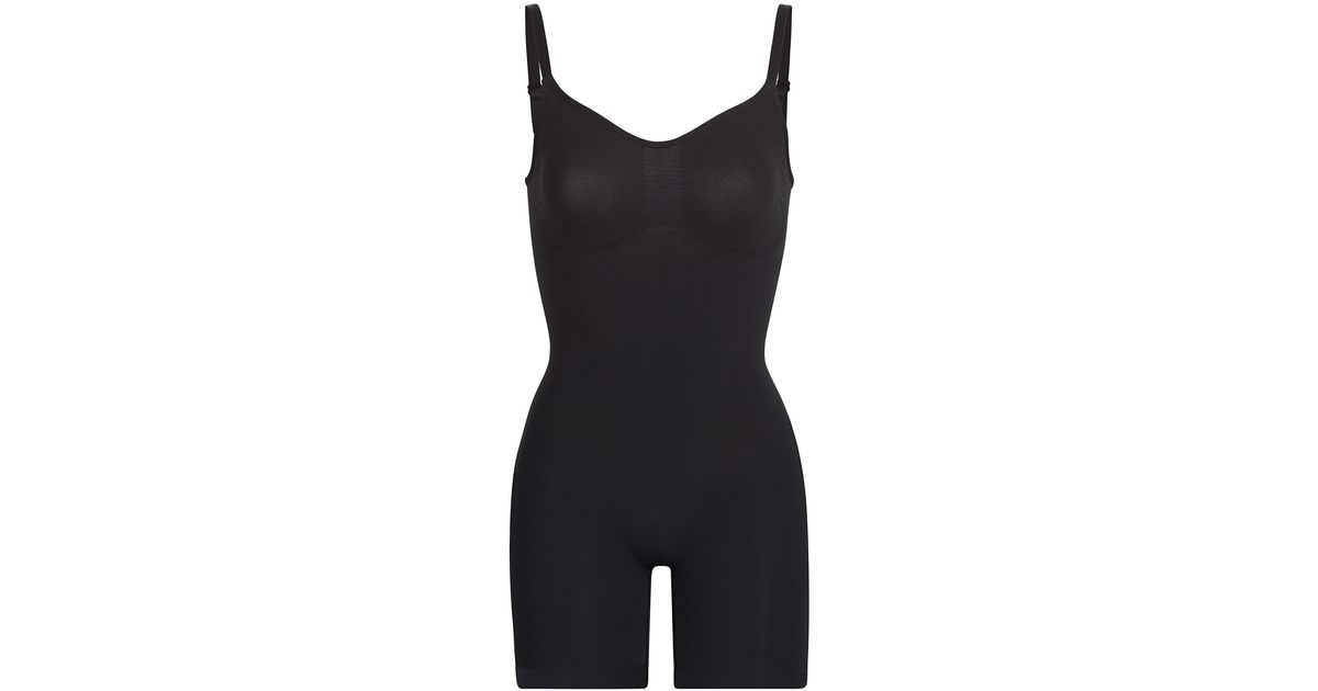Skims Synthetic Seamless Sculpt' Mid-thigh Bodysuit in Onyx (Black ...