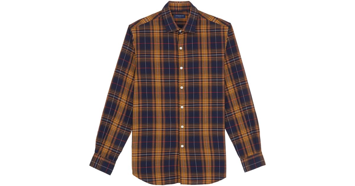 Tomorrowland Check Plaid Cotton-linen Shirt in Blue for Men - Lyst