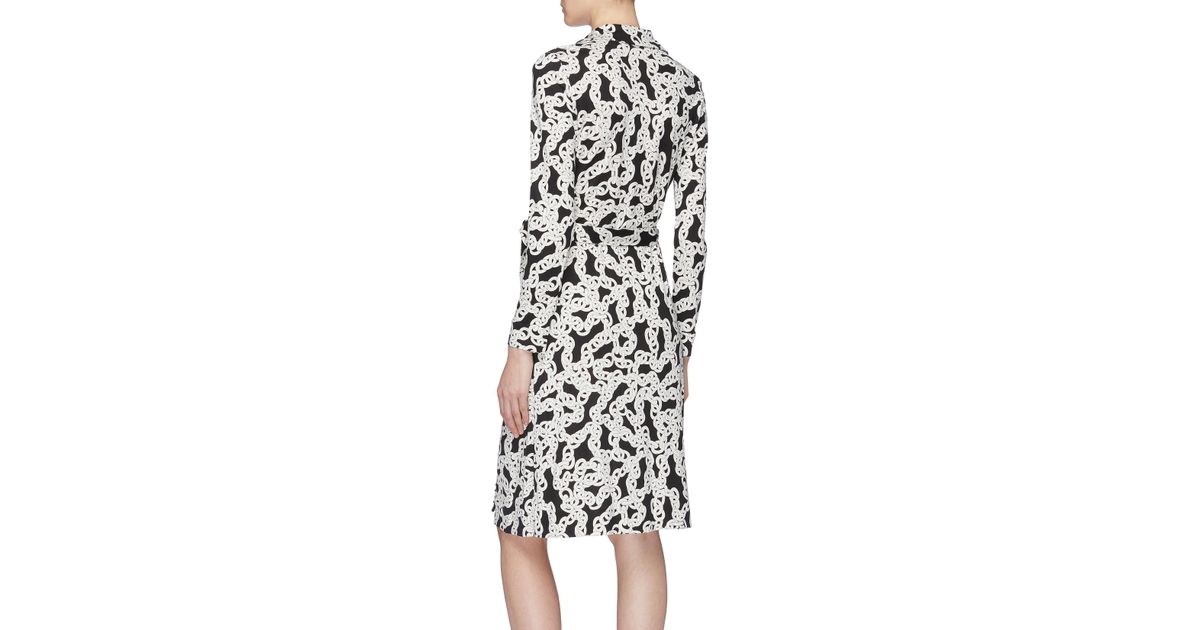 Diane von Furstenberg 'new Jeanne' Belted Chain Link Print Silk Jersey