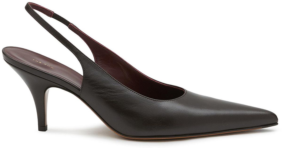 The Row 70 Slingback Leather Heels in Brown | Lyst