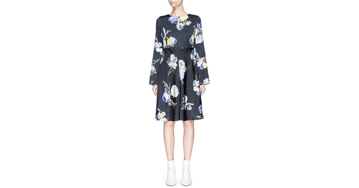 floral print satin dress