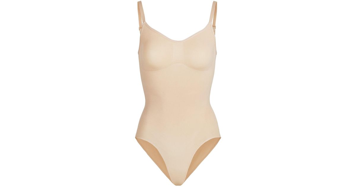 Skims Synthetic Seamless Sculpt' Sculpting Bodysuit With Snaps in Clay