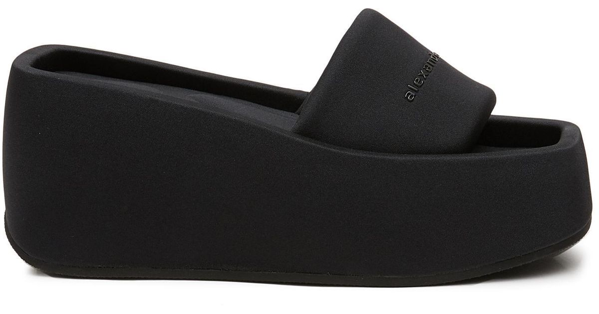 Alexander Wang Synthetic 'taji' Wide Band Platform Slides in Black | Lyst