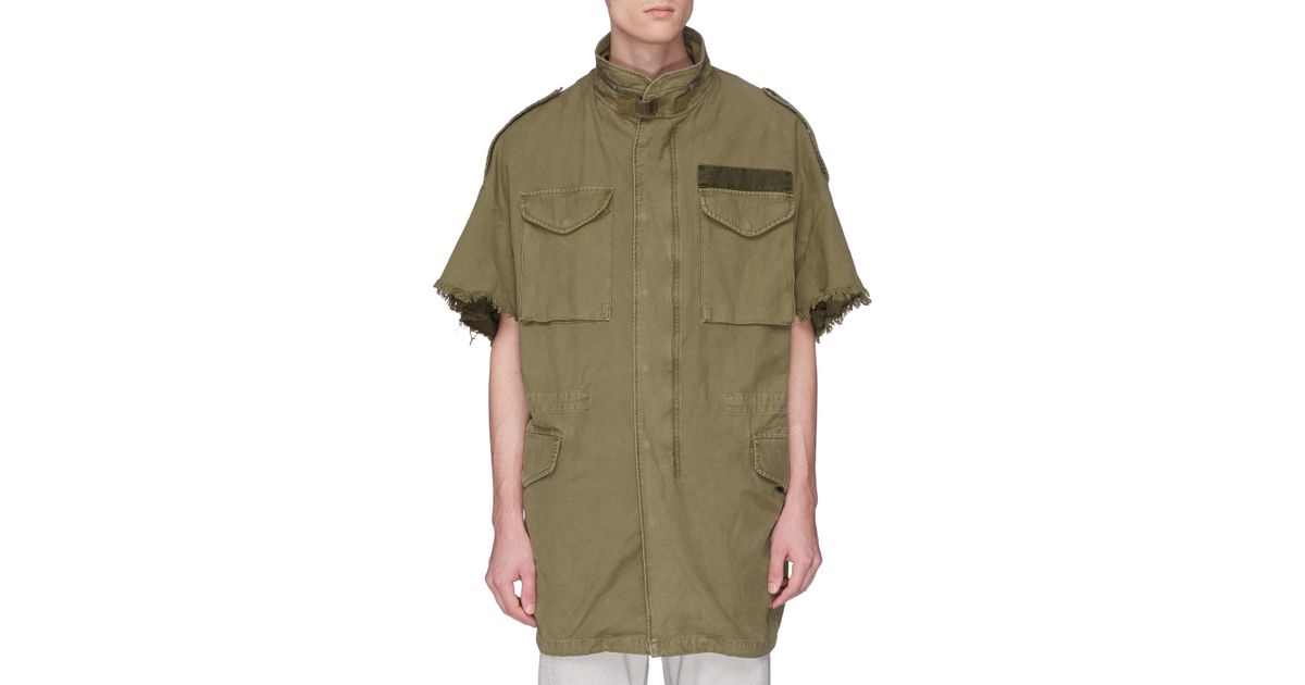 R13 Cut Off Sleeve Oversized Canvas M 65 Field Jacket In Green For Men Lyst
