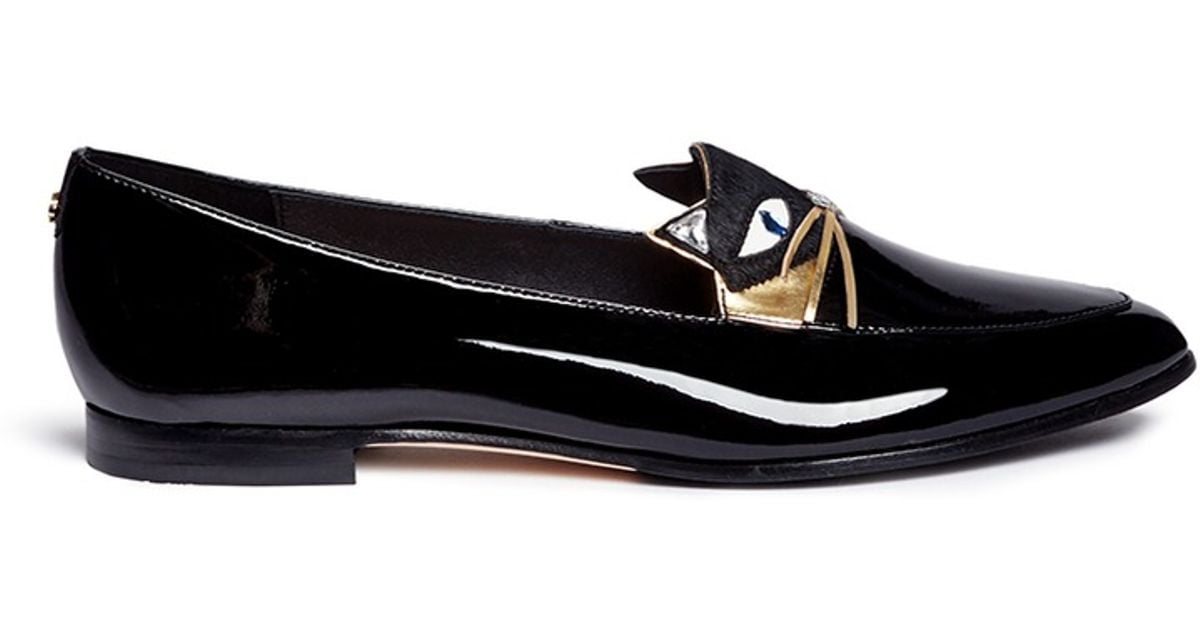 Kate Spade cecilia Calfhair Cat Face Patent Leather Loafers in