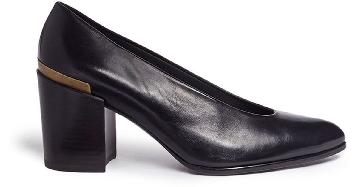 Stuart Weitzman 'choke Up' Chunky Heel Leather Pumps in Black Lyst