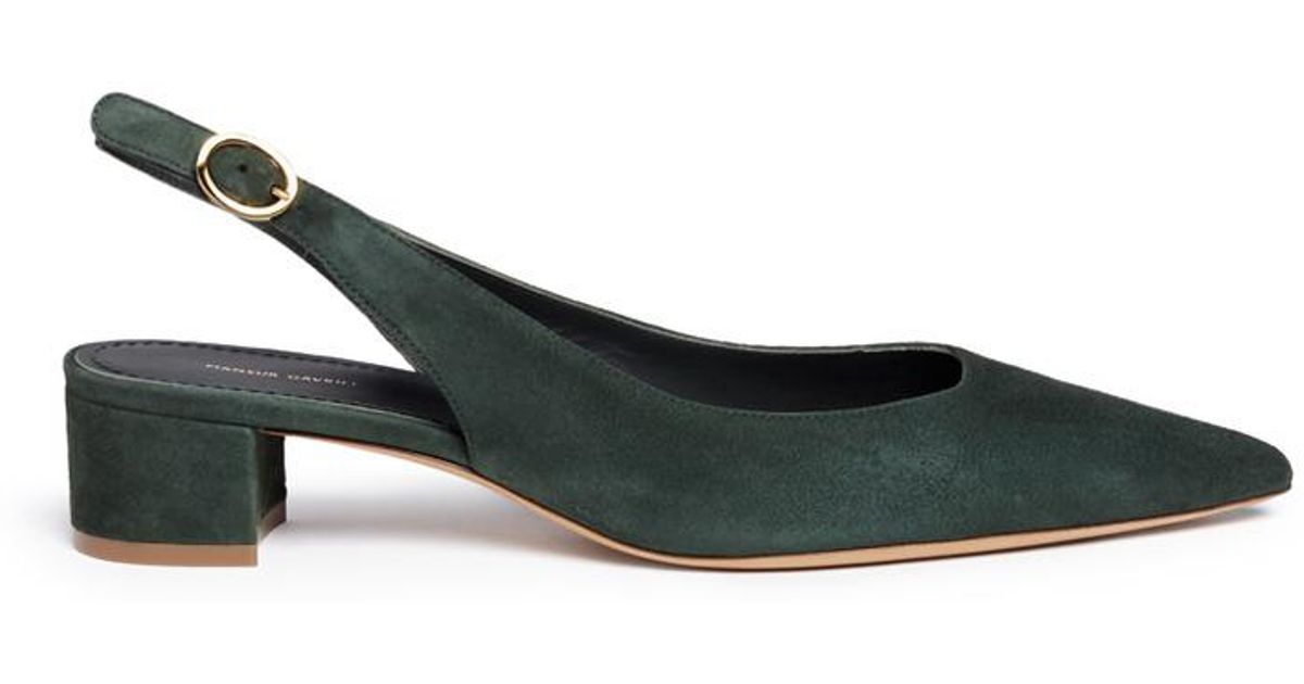 green slingback pumps