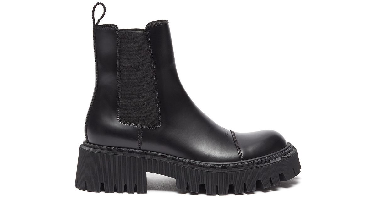 Balenciaga Tractor' Chunky Outsole Leather Chelsea Boots in Black - Lyst