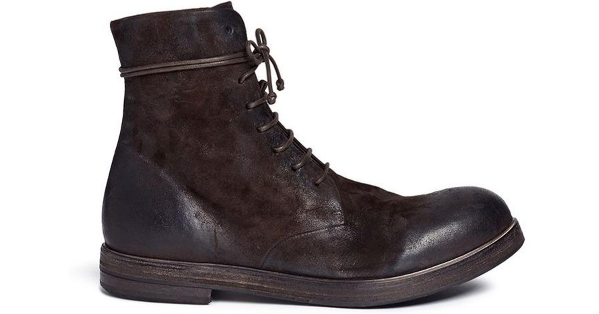 Marsèll 'zucca Zeppa' Suede Combat Boots in Brown for Men Lyst