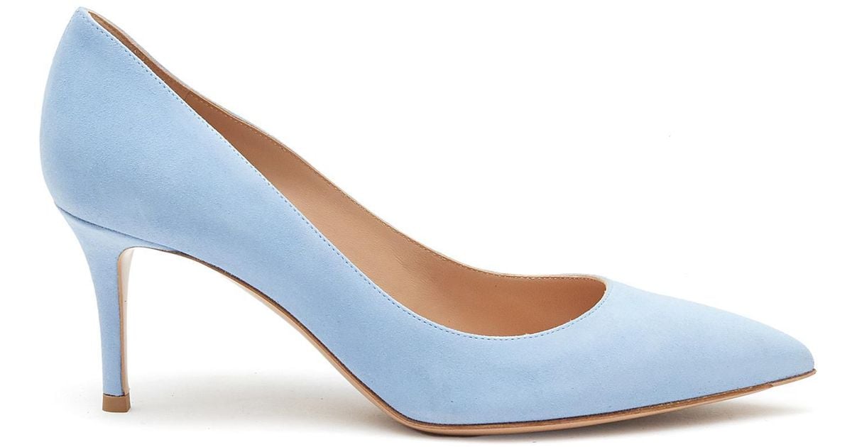 Gianvito Rossi Light Blue 'gianvito' Suede Pumps Women Shoes Heels