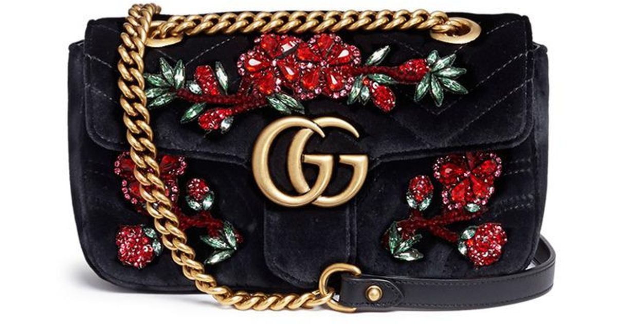 Gucci black velvet store marmont 2.0