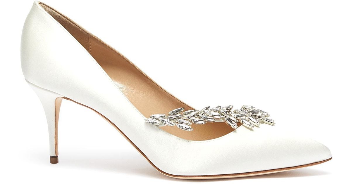 Strass Embellished Satin Pumps