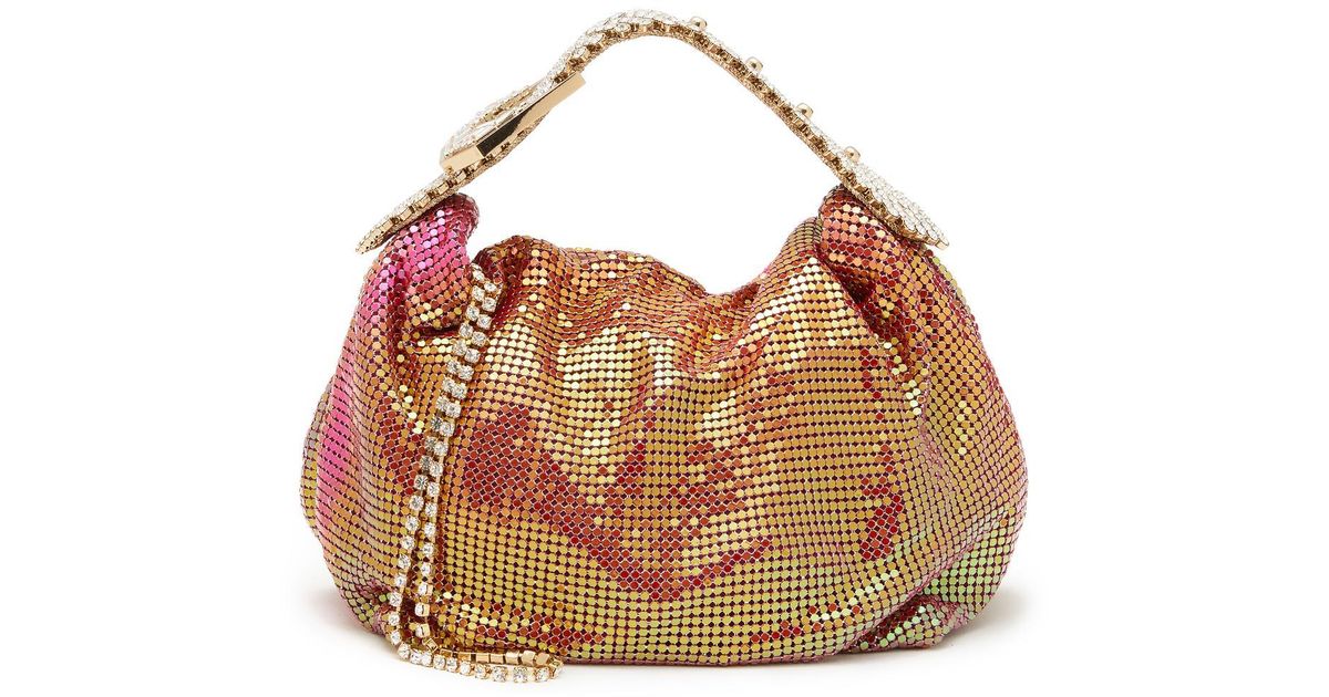 Gedebe 'jill' Rhinestone Top Handle Metal Chainmail Handbag in Pink Lyst