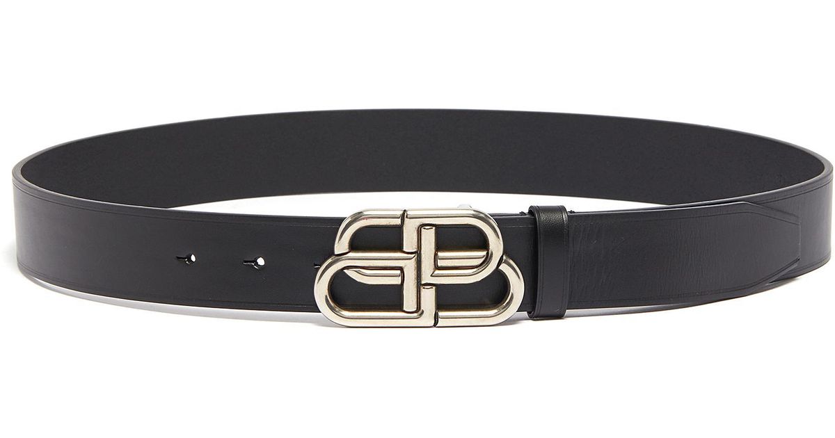 Balenciaga Bb Logo Buckle Leather Belt in Silver (Metallic) for Men - Lyst
