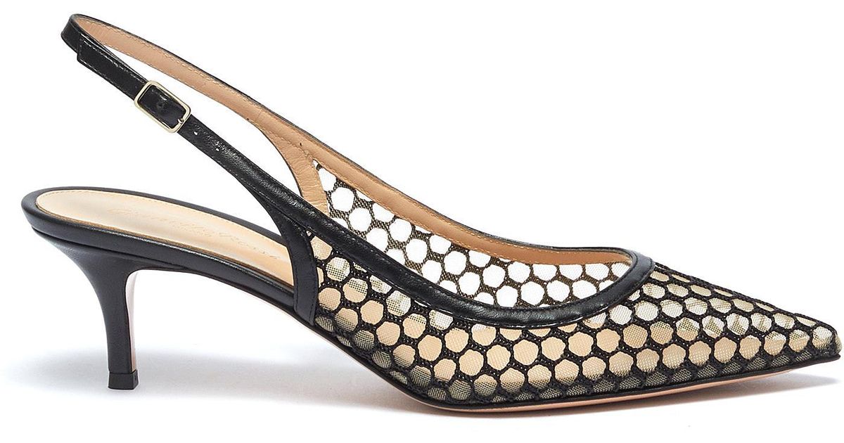 fishnet slingback heels