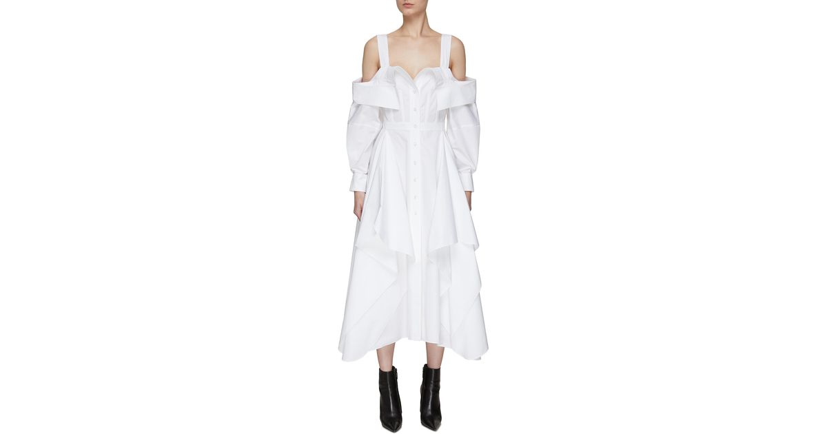 Alexander McQueen Cotton Long Sleeve Deconstructed Shirt Dress Women ...