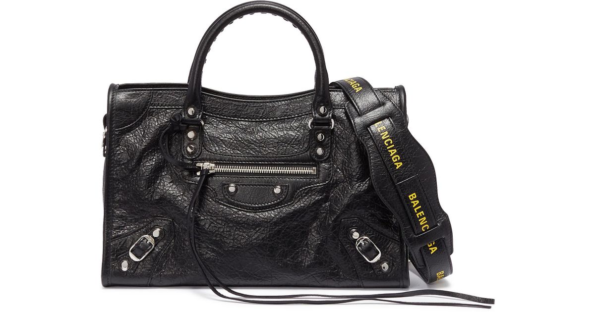 Balenciaga 'classic City' Logo Strap Small Leather Shoulder Bag in Black |  Lyst