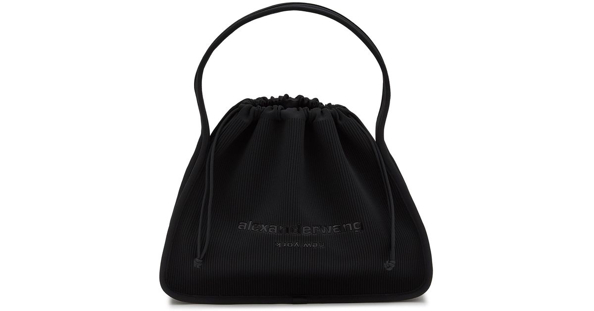 Alexander Wang Large Ryan Ribbed Knit Shoulder Bag in Black | Lyst UK