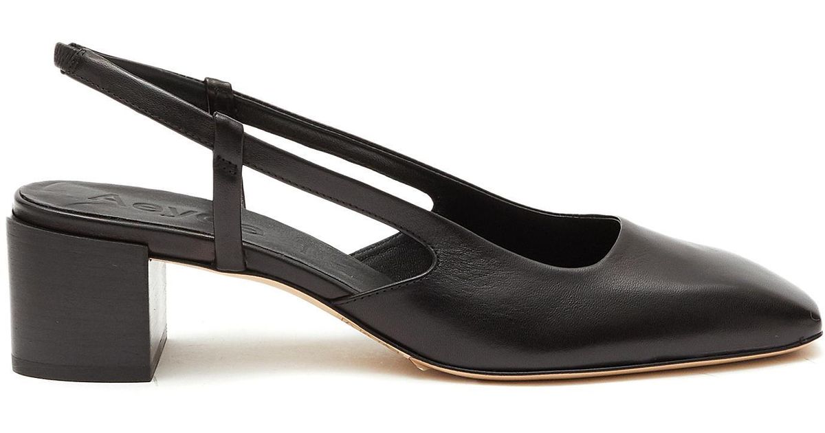 Aeyde 'alicia' Nappa Leather Slingback Block Heel Pumps in Black | Lyst
