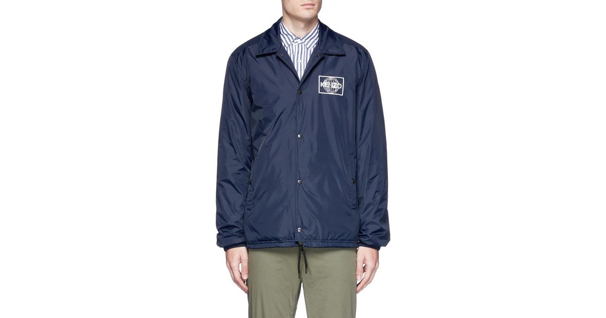 Lyst - Kenzo Logo Print Padded Coach Jacket in Blue for Men