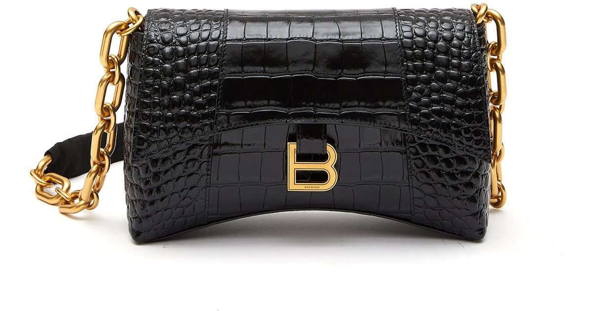 Balenciaga 'downtown Xs' Crocembossed Leather Shoulder Bag Women Bags