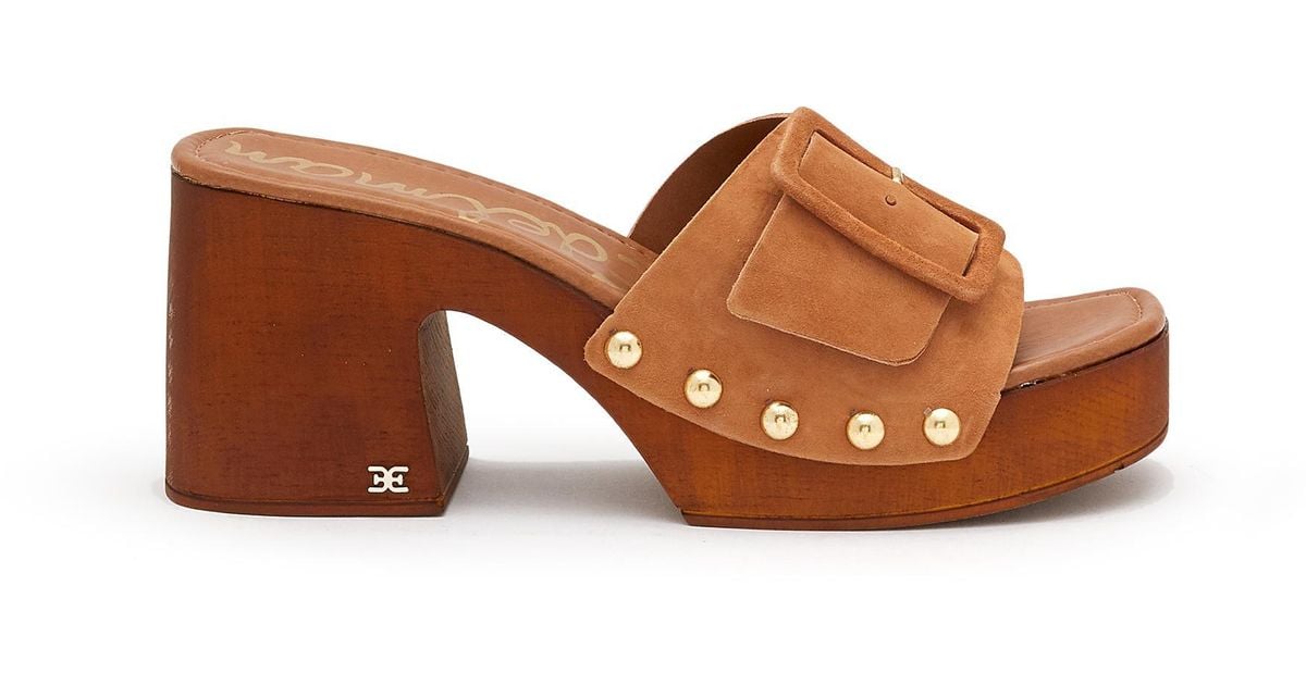 Sam Edelman 'marcia' Suede Buckled Strap Platform Sandals in Brown Lyst