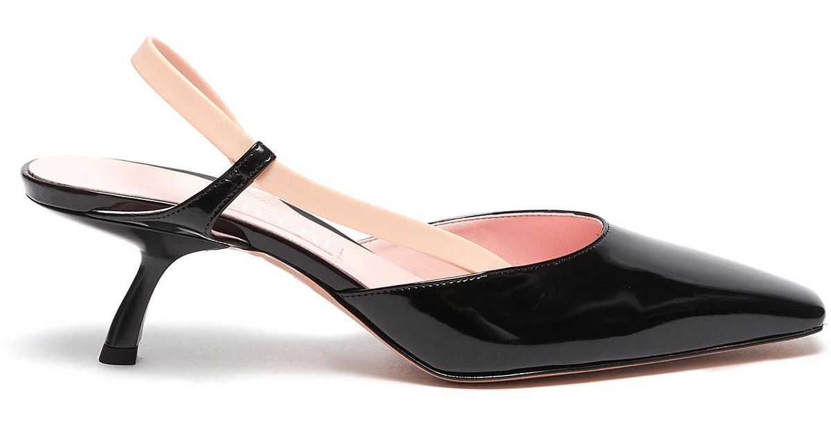 Piferi Leather Judy' Elastic Strap Sling Back Pump Women Shoes Heels