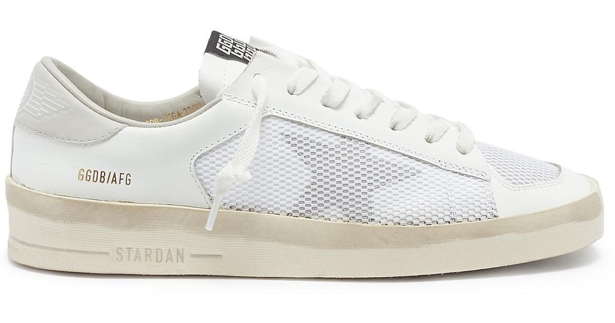 Golden Goose 'stardan' Mesh Panel Leather Sneakers in White | Lyst